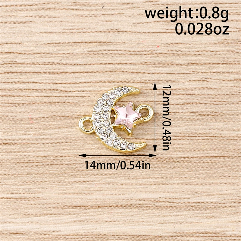 5 Stück 14x12mm Niedliche Kristall-Legierungs-Mond-Stern-Anhänger Verbinder für Schmuckherstellung DIY Armbänder Halsketten Handgemachte Bastelarbeiten Geschenke – Detail 1