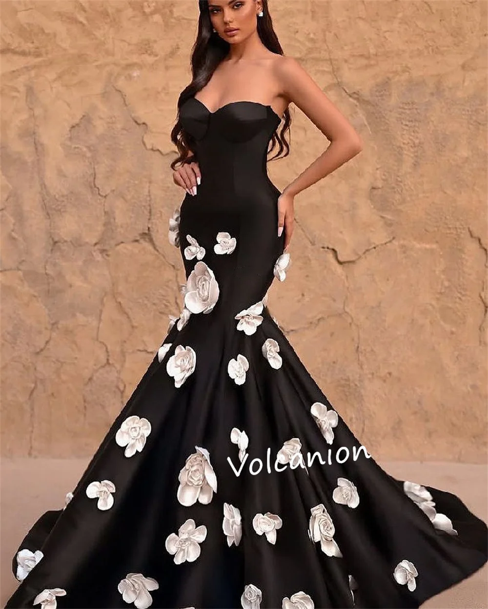 تخصيص زهرة Charmeuse الحبيب الرقبة الإمبراطورية فساتين طويلة مناسبة مخصصة أزياء رائعة مساء رسمي