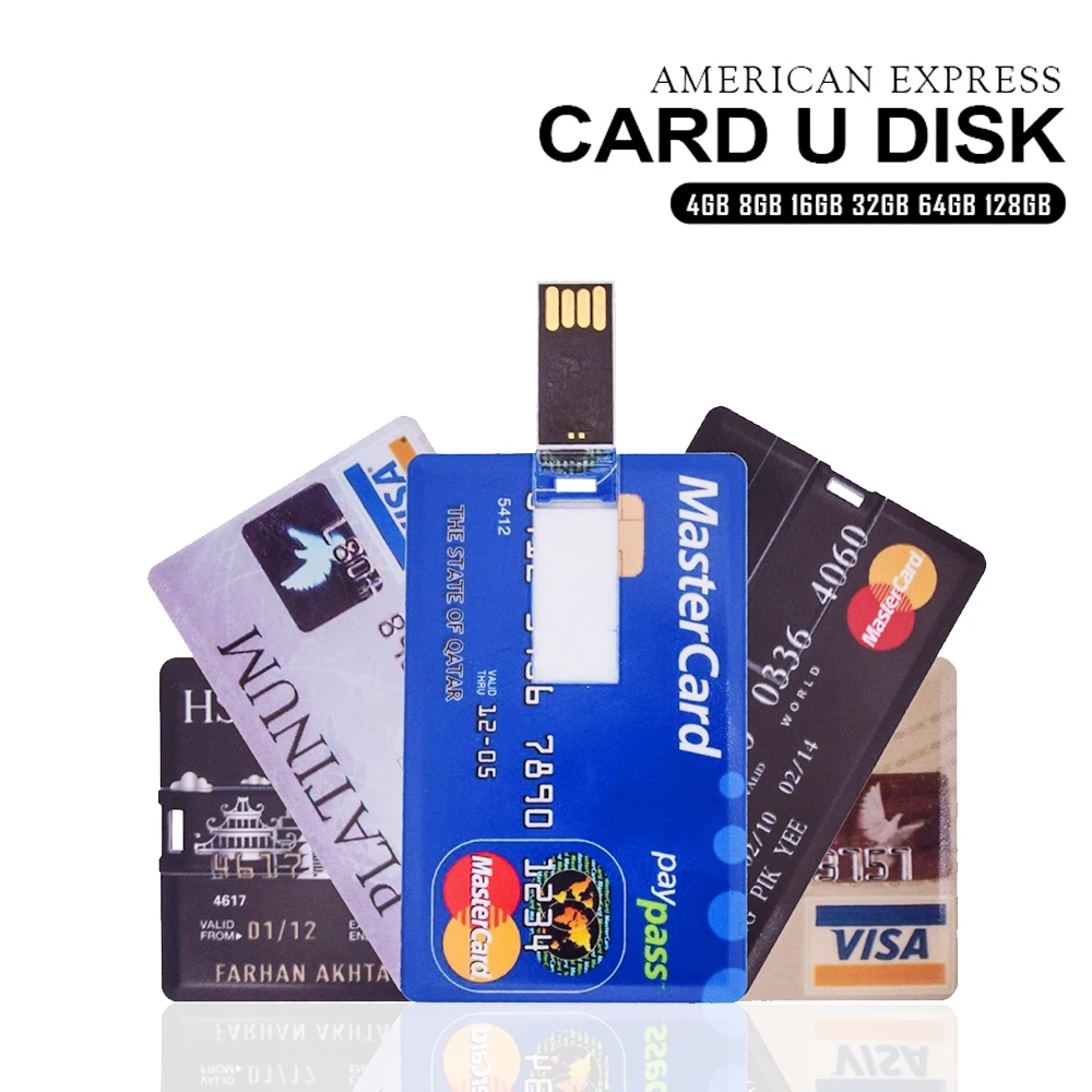 

Plastic Card Bank Card Shape USB Flash Drives 128GB Real Capacity Pen Drive 64GB Business Gift Memory Stick 32GB U Disk