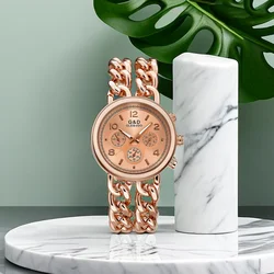 Women's Fashion Leisure Gift Watch G&D Stainless Steel Two Chains Women's Watch Quartz Watch Free Shipping