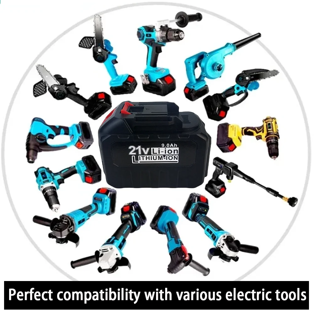 

21V 9AH 6AH 3AH Electric drill, screwdriver, durable lithium battery,for Makita 21V series electric tool high voltage water gun