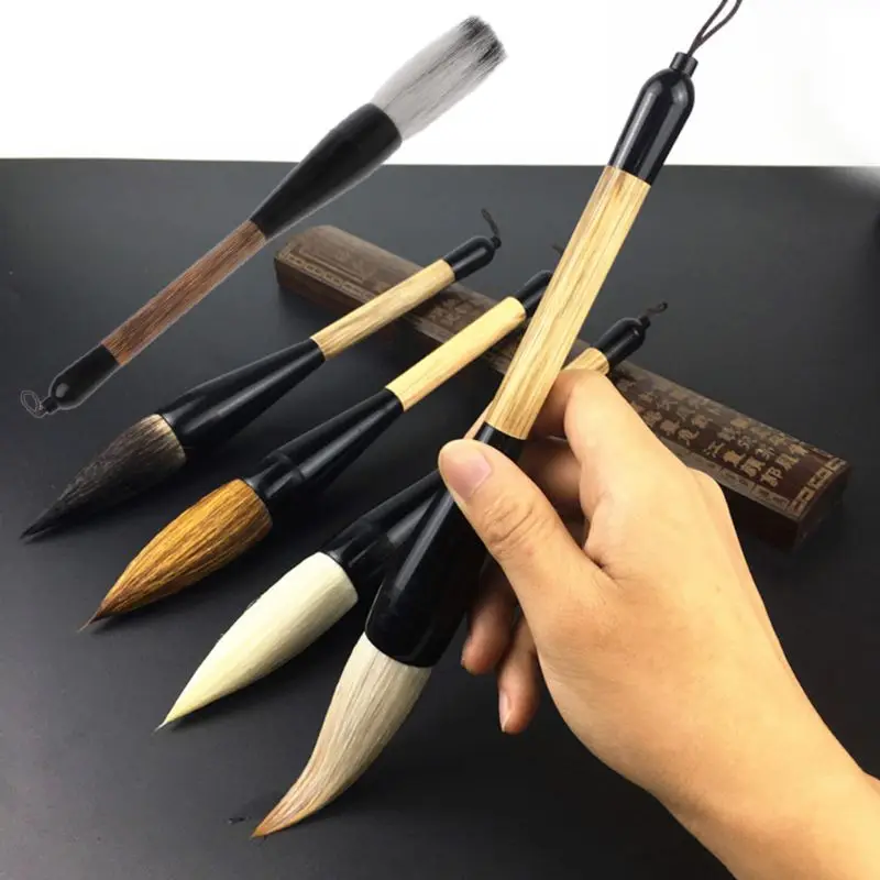 5 Styles 25.5cm Large Chinese Calligraphy Brush Pen Goat Hair Bamboo Shaft Paint Brush Art Stationary Oil Painting writing Brush