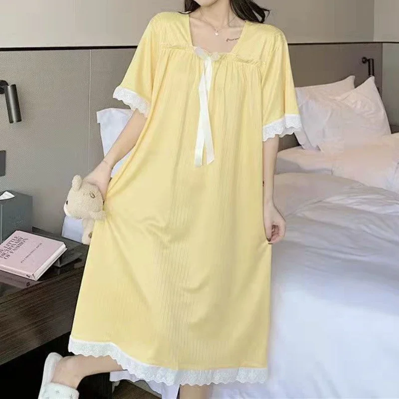 Lace Nightgowns Women Sweet Loose Sleepwear Ins Summer Japan Style Casual Comfortable Home Fashion Princess Vintage Clothing New