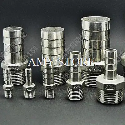 

Lot5 SS304 Hose Barb 10MM x 1/8" Male BSPT Thread Flexible Pipe Fitting Adapters