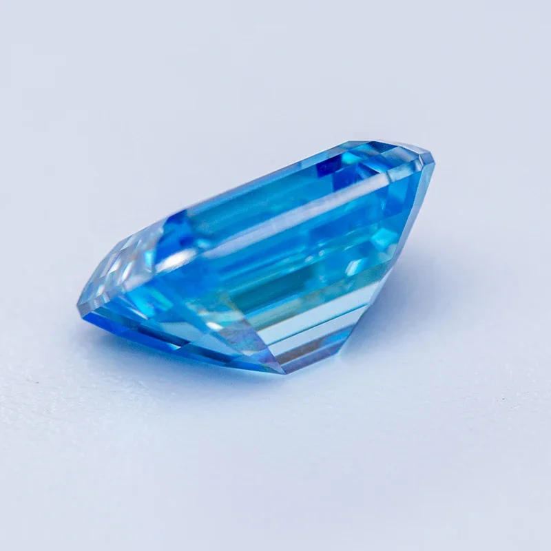 Moissanite Stone Emerald Cut Ice Blue Color Lab Grown Diamond Charms Ring Necklace Earrings Main Materials With GRA Certificate