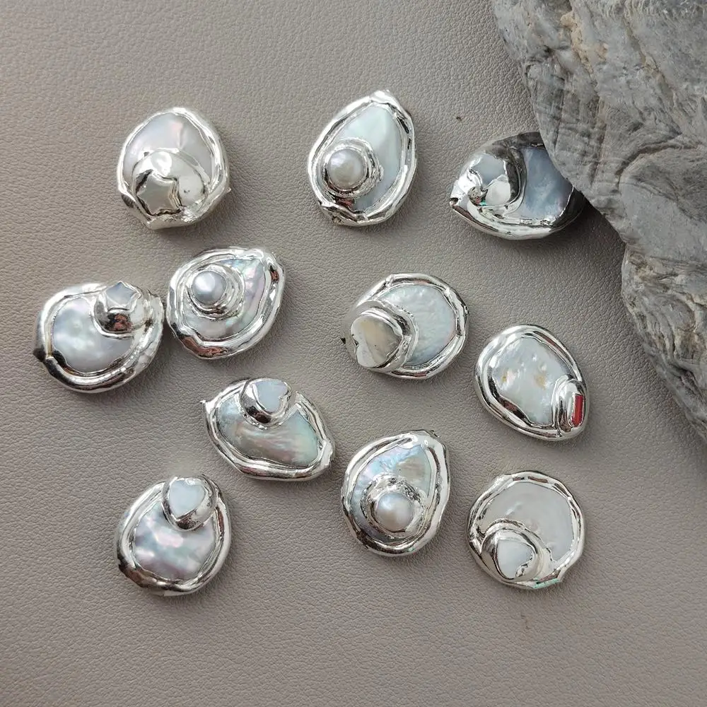 

10pcs Cultured White Coin Pearl Beads Findings Women Jewelry Design Loose Beads For Jewelry Design