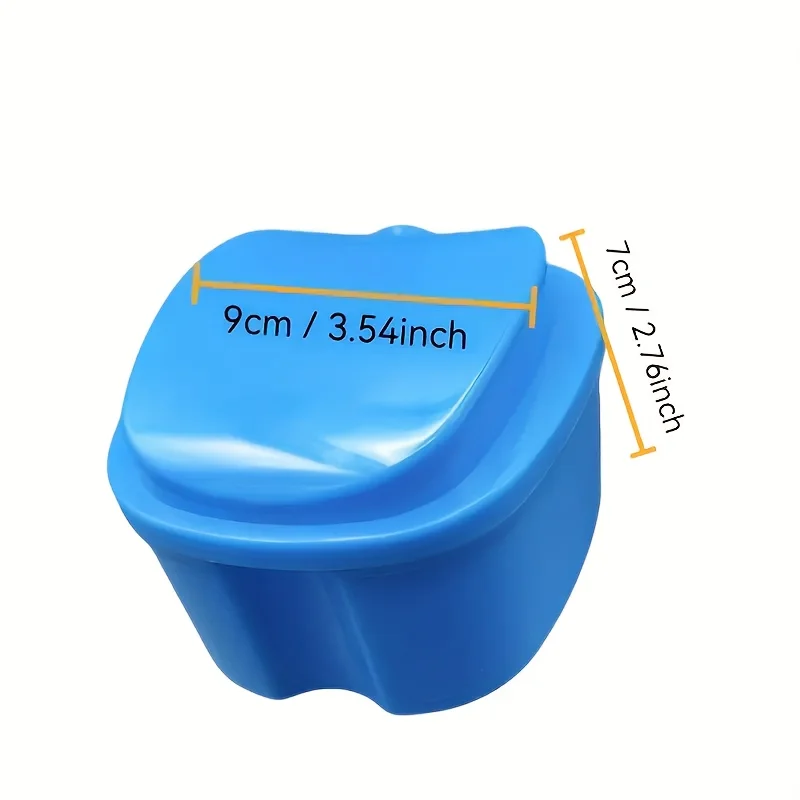 1 Pc Apple Shape Denture Retainer Storage Case, Hanging Design with Filter Basket, Orthodontic Appliance Holder for Travel