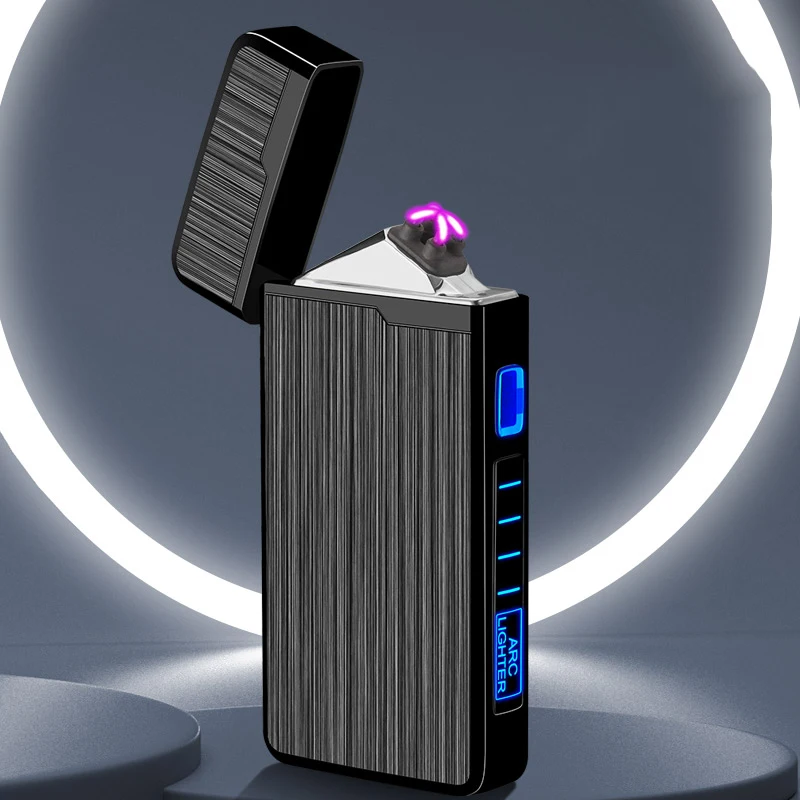 

New Metal Double Arc LED Screen Touch Induction Lighter USB Rechargeable Plasma Outdoor Windproof Lighter Cigarette Accessories