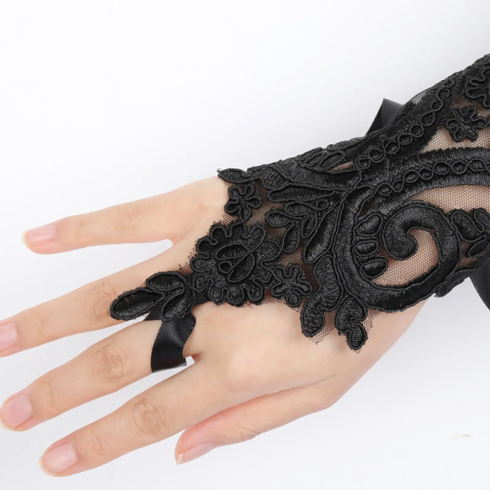 

Lace Gloves Gothic Artificial Feather for Show Party Costume Women and Girls