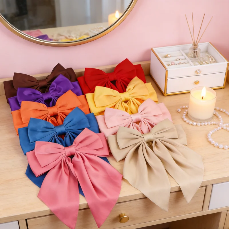 

Oversized Satin Hair Bows 32Pcs Big Long Tail Ribbons for Women, a Statement Hair Accessory for Making a Bold Fashion Statement