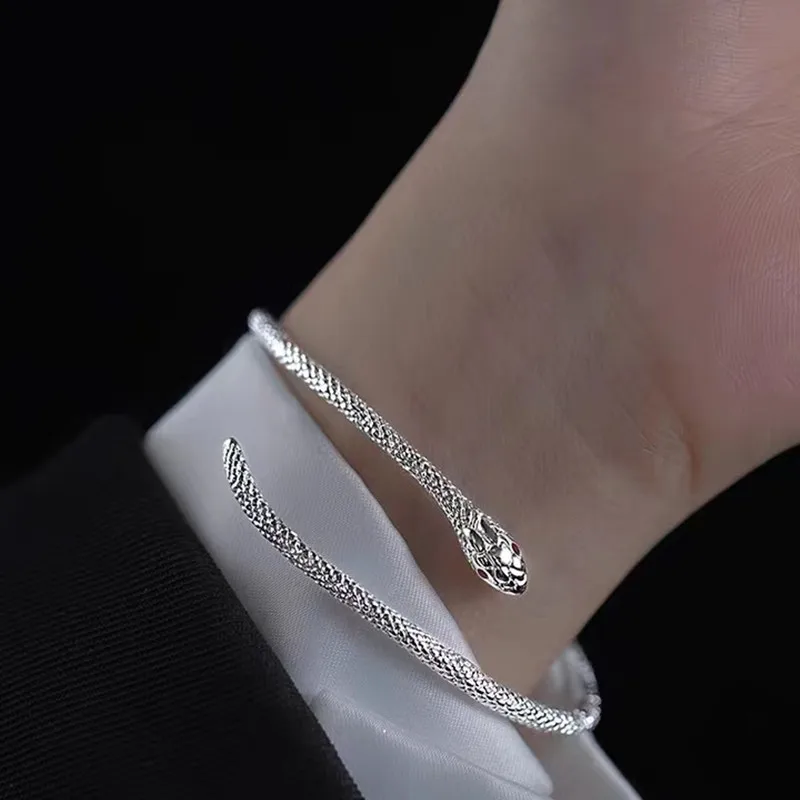 2022 New Silver Colour Snake Bracelet For Women Personality Fashion Simple Adjustable Bracelet Wedding Jewelry Birthday Gifts