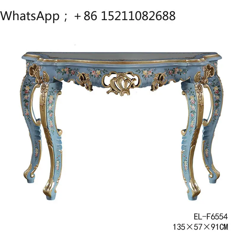 LLY luxury hand-painted solid wood heavy industry engraved gold painting green blue purple curved edge Xuan Guan Tai