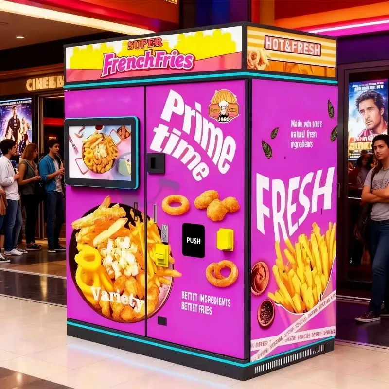 High Quality 24-Hour Automatic Multi-Payment French Fries Fried Fish Ball Onion Ring Potato Fries Vending Machine Customized