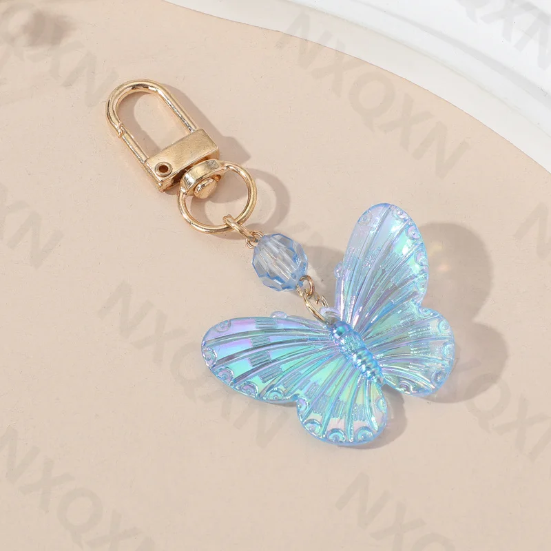 Acrylic Two Colors Butterfly Keychain Flying Insect Cute Animals Key Ring For Women Men Fit Airpods Valentine Handmade  Gift