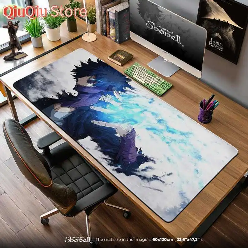 Tappetino per mouse Dabi Blue Flame - Tappetino da scrivania anime My Hero Academia Villain con Fire Aura - Regalo per la configurazione di giochi anime scuro