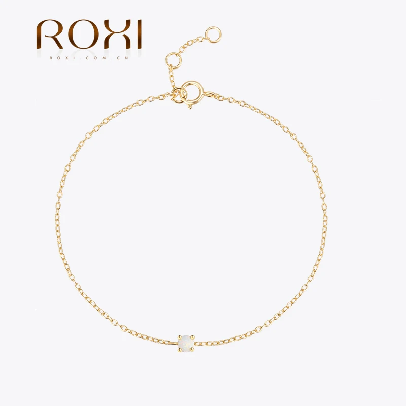 ROXI 925 Sterling Silver White Opal Bracelets For Women Fashion Trend 18K Gold Plated bracelet femme Pulseras браслет