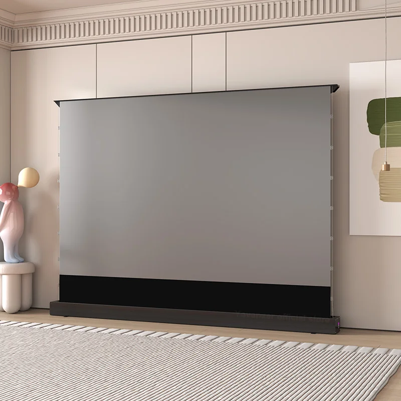 2025 New 120 inch ALR Rejecting Motorized Electric Tab Tension Floor Rising Projector Screen Square Shell  for UST Projector