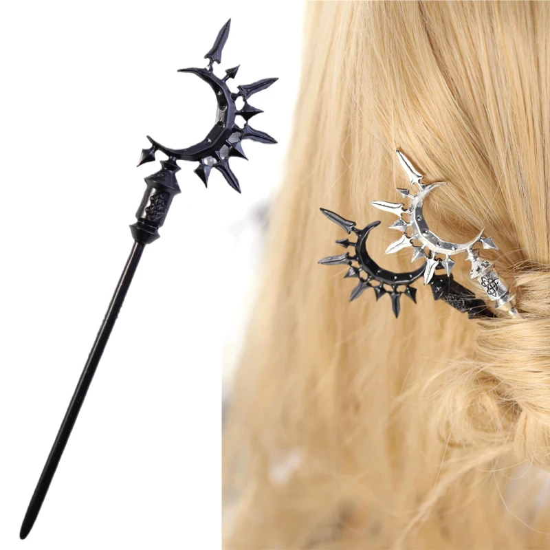 

Vintage Vikings Crescent Hair Sticks Woman Goth Chopsticks Hairwear Goth Hair Styling Hairpins