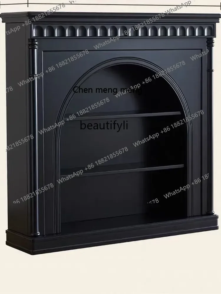 

HFrench retro solid wood fireplace decorative cabinet American living room porch cabinet decorative lockerH