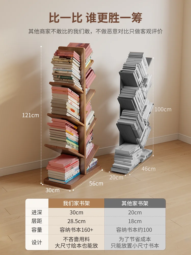 

Solid wood tree bookshelf floor shelf bedroom bedside living room bay window bookcase creative children's storage picture book