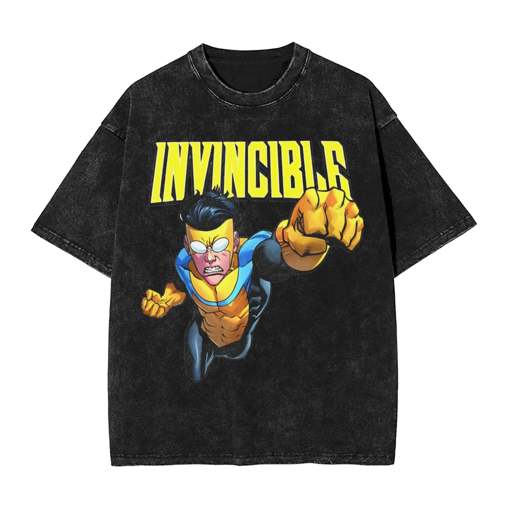Novelty Invincible Comic Anime Vintage Washed T-Shirt Unisex Cotton Short Sleeve  Round Neck Summer Clothes