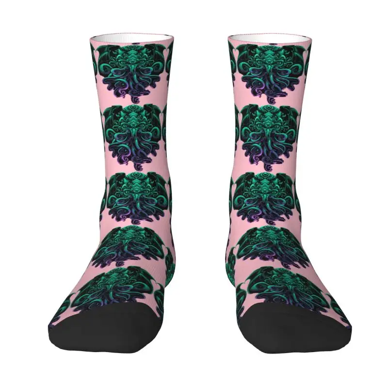 Custom Cool H.P. Lovecraft Cthulhu Men Women Crew Socks Unisex Cool 3D Printed The Old God of R'lyeh Dress Socks