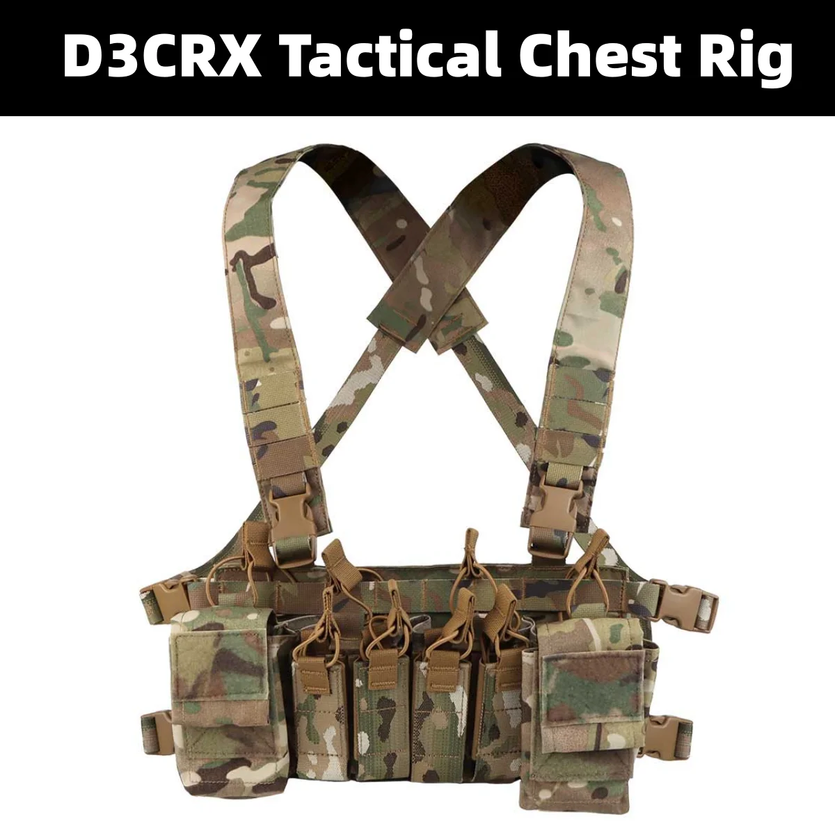 

Tactical Chest Rig with Mag Pouch, Multi-function Modular Vest, Lightweight Airsoft Hunting Gear, D3CRM