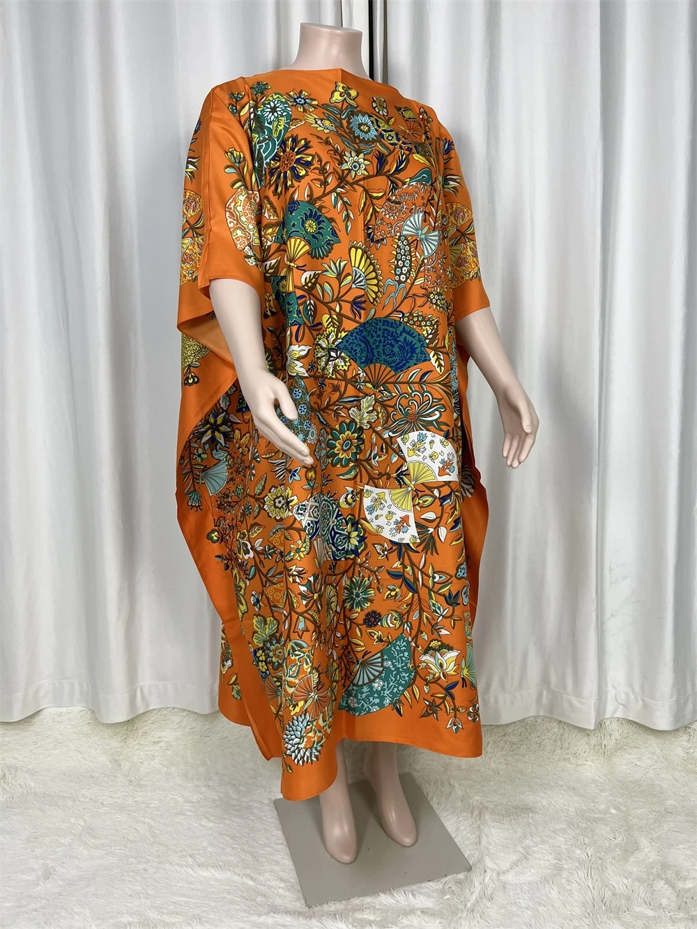 Robe de plage d'été style bohème pour femmes, tenue de bain, trempée, manches chauve-souris imprimées, robe maxi adt, Arabie saoudite, 2024