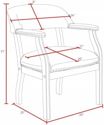 9004BK كرسي كابتن Ivy League، أسود 25D × 24W × 31H بوصة #3
