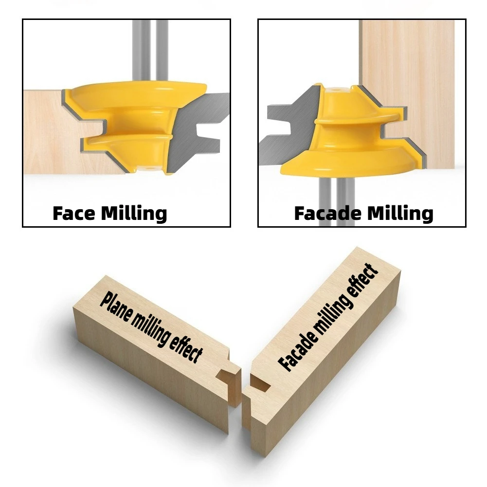 45 Degree Right Angle Tenon and Crossbeam YG6 Alloy Milling Cutter Set 8mm Handle Panel Slotting Knife for Right Angle Splicing