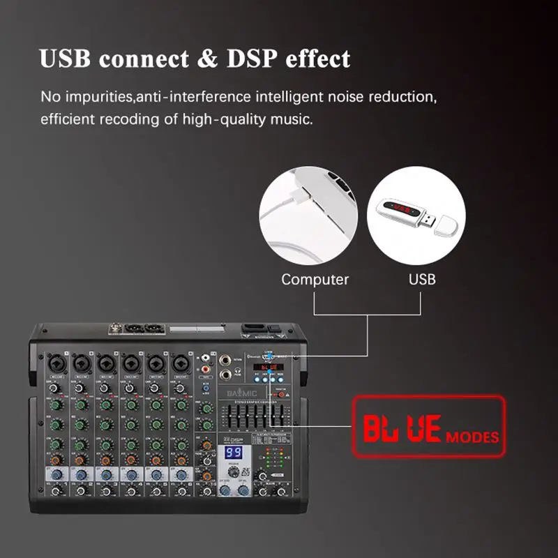 DAYMIC TD-8 8 Channel 99 DSP USB Studio Record DJ Sound Audio Mixer Console Audio Sound Cards & Mixers