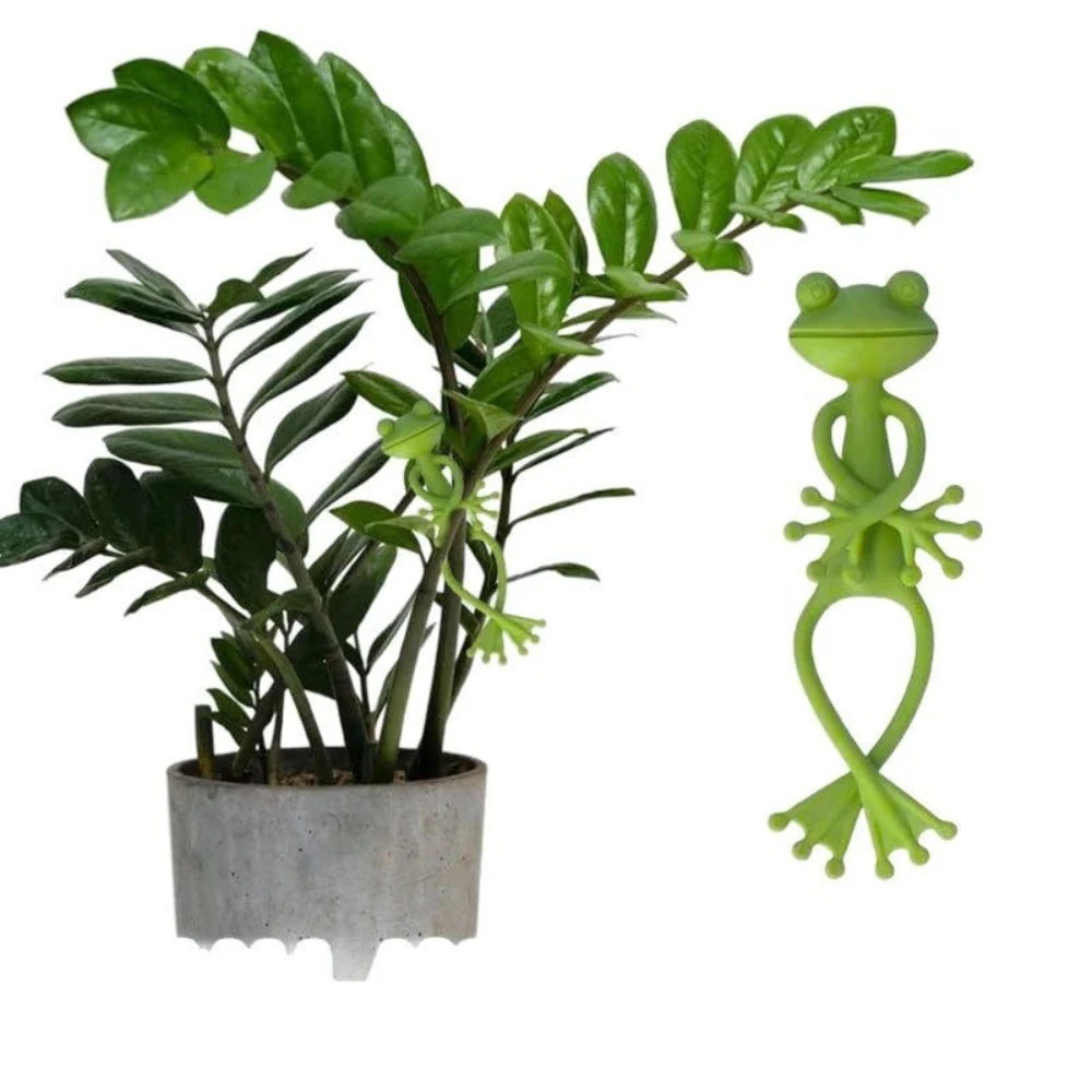 5/10pcs Frog Plant Stand Cages Supports Green Animal Pet Frog Decoration Plant Stand Climbing Fixture Clips Garden Supplies