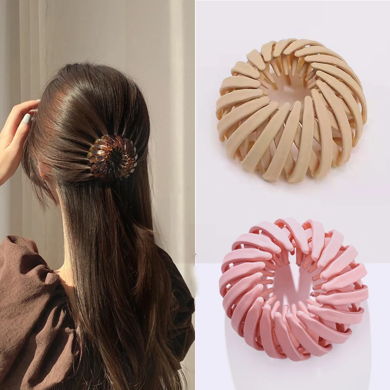 Horquillas mágicas para el cabello para mujer, soporte para el cabello con forma de Nido de Pájaro, Anillo para el cabello mate, cabeza de bola,