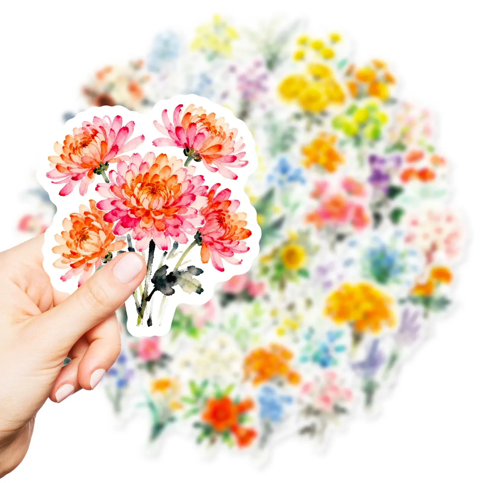 Autocollants de dessin animé fleurs aquarelle, 56 pièces, belles fleurs, Graffiti, décalcomanie, tasse de téléphone portable, guitare amusante, cadeaux de fête pour enfants, DIY bricolage