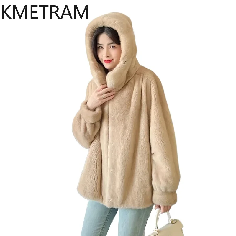 

Куртка KMETRAM из 100% натурального меха норки, женская модная шуба из натурального меха норки с капюшоном, зимняя куртка, женская одежда 2026 Fourrure