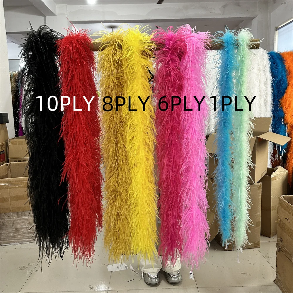 

Customized Black Red Ostrich Feathers Trim Boa 6 to 20PLY Thicker Plume Shawl for Wedding Party Dress Sewing Decoration 2Meters