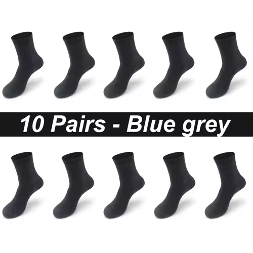 10Pairs/Lot Men's Bamboo Fiber Socks Long Black Business Soft Breathable New High Quality  Autumn for Male Socks Plus Size 39-48 - Image 22