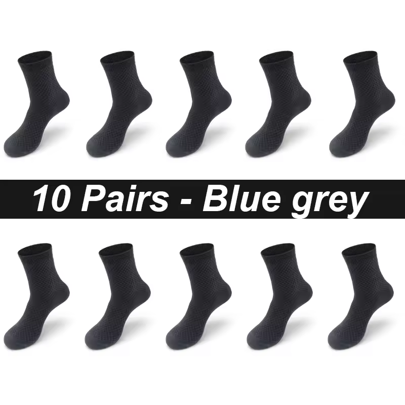 10Pairs/Lot Men's Bamboo Fiber Socks Long Black Business Soft Breathable New High Quality  Autumn for Male Socks Plus Size 39-48 - Image 22