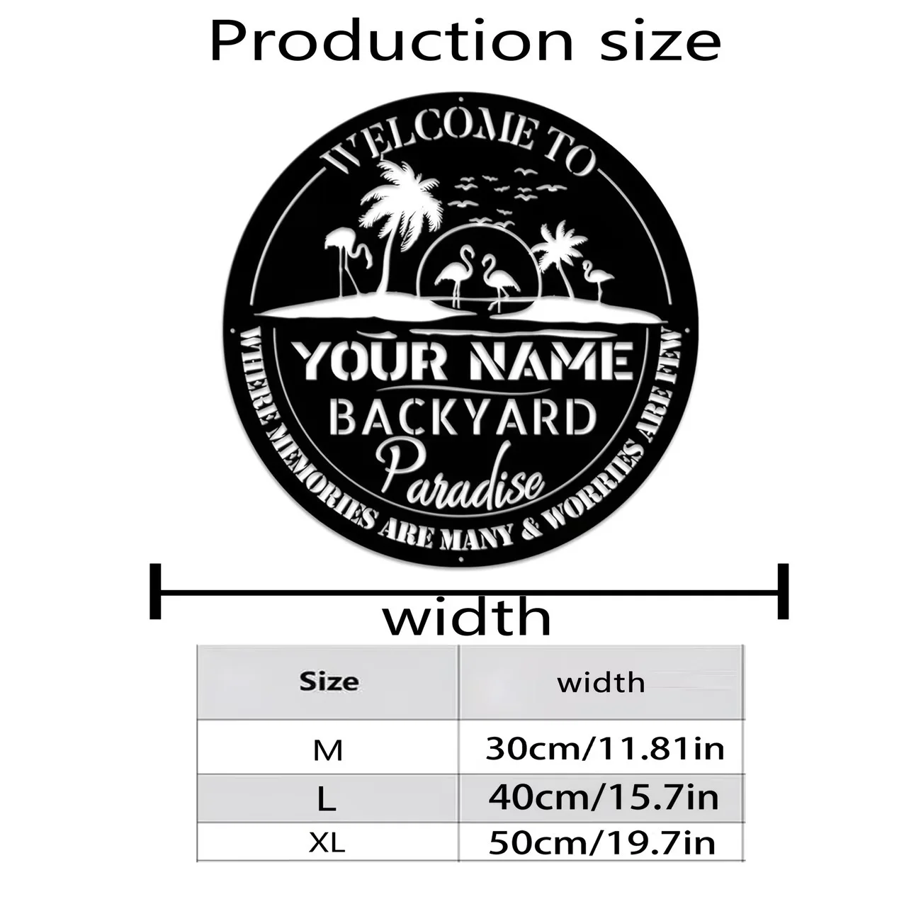 Customizable Backyard Paradise Metal Sign - & Year, Tropical Flamingo & Palm Tree Design, Easy to Install Housewarming Gift