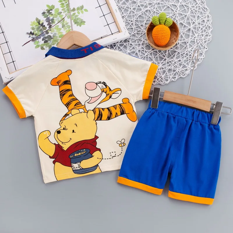 Trendy Short Sleeve Tracksuits Boys And Girls New Casual Sports Clothing Donald Duck Print Tops+Shorts 2 Piece Set Summer Wear