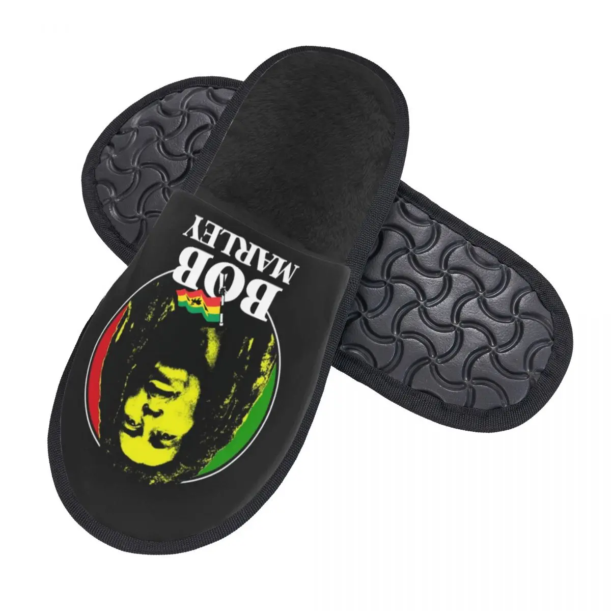 Custom Reggae Rock Bob Marley Guest Slippers for Spa Women House Slipper