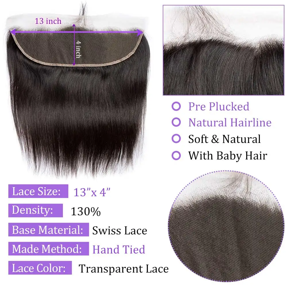 13x4 Frontal HD Transparent Lace Closure Brazilian Virgin Straight Natural Black Human Hair 13×6 Lace Frontal Closure On Sale