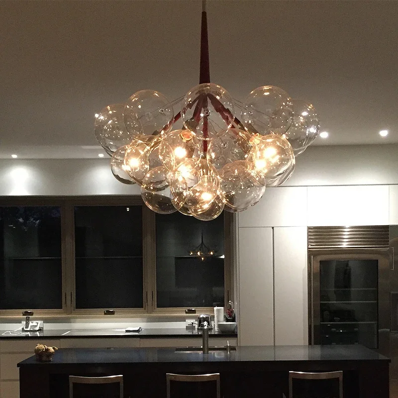 Modern Glass Lamp Bubble Ball Chandelier Designer Sample Light Luxury Home Decoration Magic Bean Droplight In Guest Room Bedroom