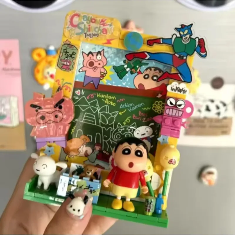 Crayon Shin-Chan Building Block Magnetic Refrigerator Sticker Frame Refrigerator Sticker Room Decor Home Accessories DIY Gift