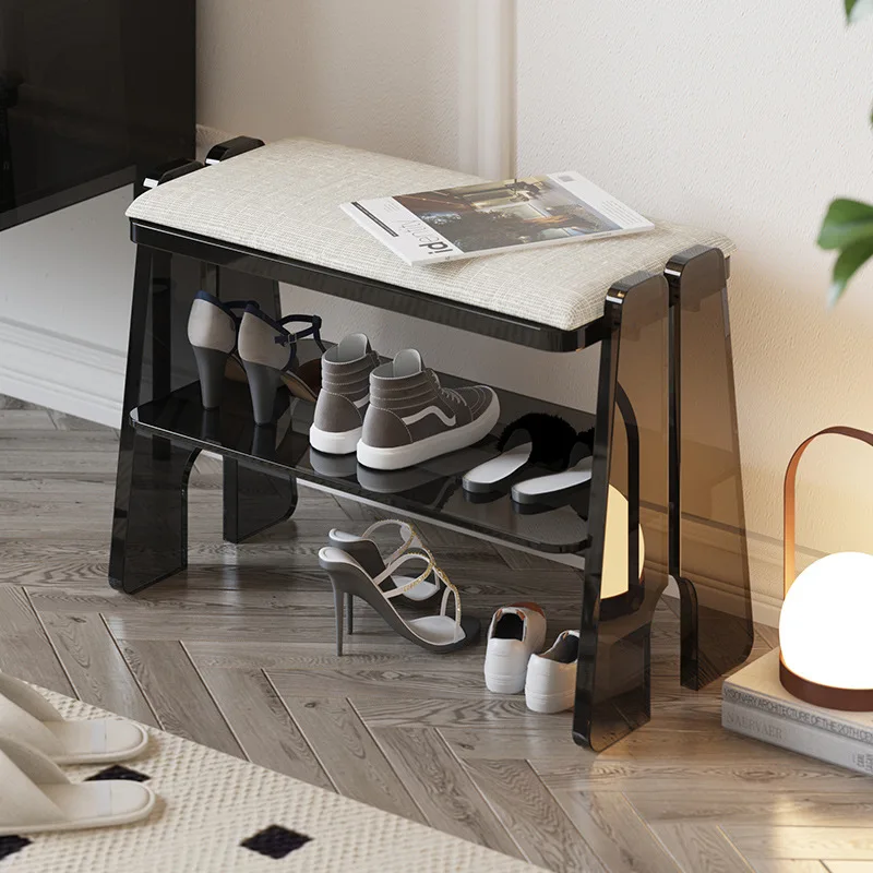 مقعد تغيير الأحذية الصغير ذو الطراز البسيط، باب منزلي لغرفة المعيشة، شرفة واحدة، مقعد طويل للأحذية