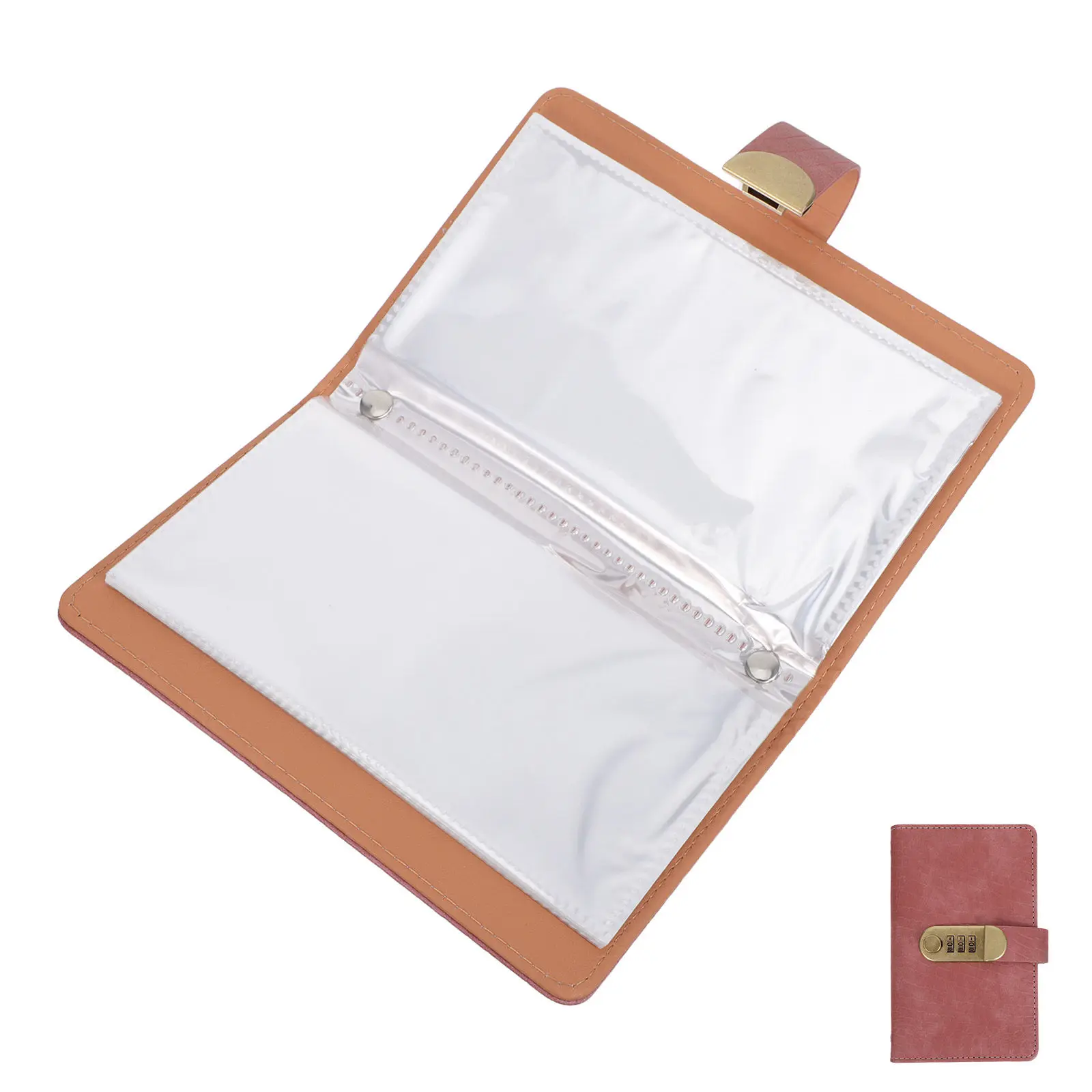 

Блокнот-органайзер для бюджета с кодовым замком и конвертами для денег, трекер для накоплений, 7x4 дюйма, розовый