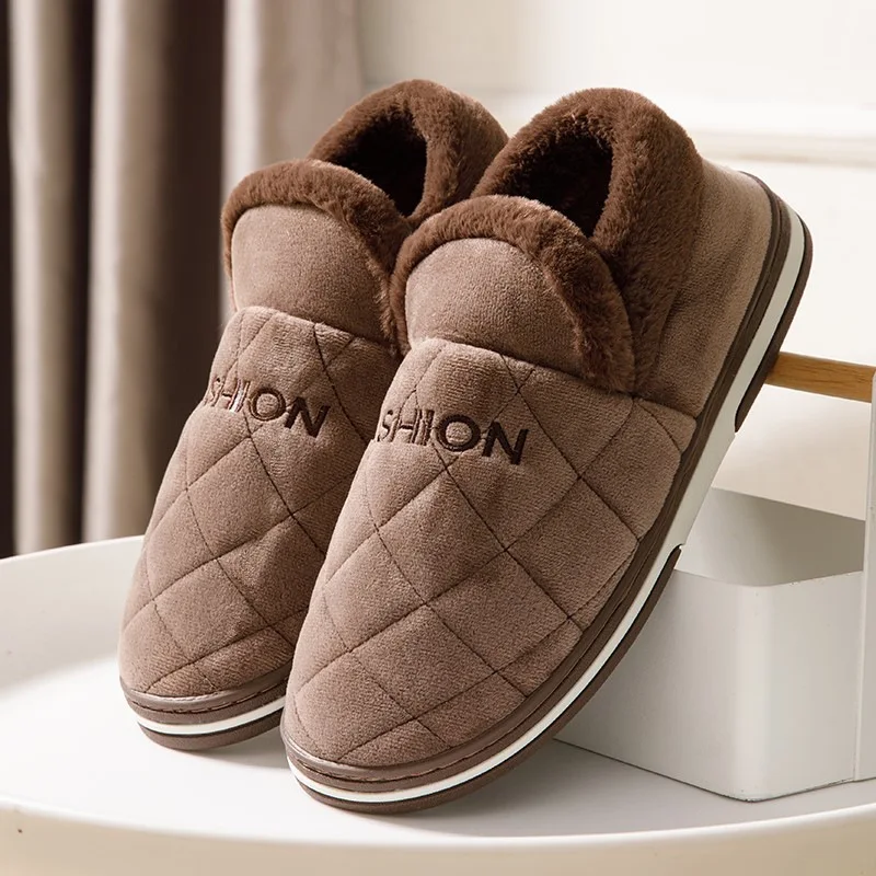 New Fashion Big Size 49 50 Men Warm Home Slippers Winter Autumn Bedroom Shoes Indoor Anti-Slip Comfort Casual Plush Slides