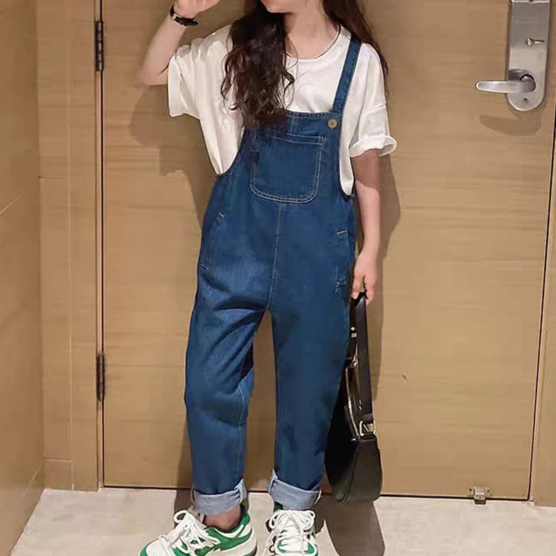 

Детские комбинезоны IENENS, джинсовые комбинезоны для детей 2–6 лет, однотонные детские джинсы, одежда для девочек и мальчиков, повседневные брюки