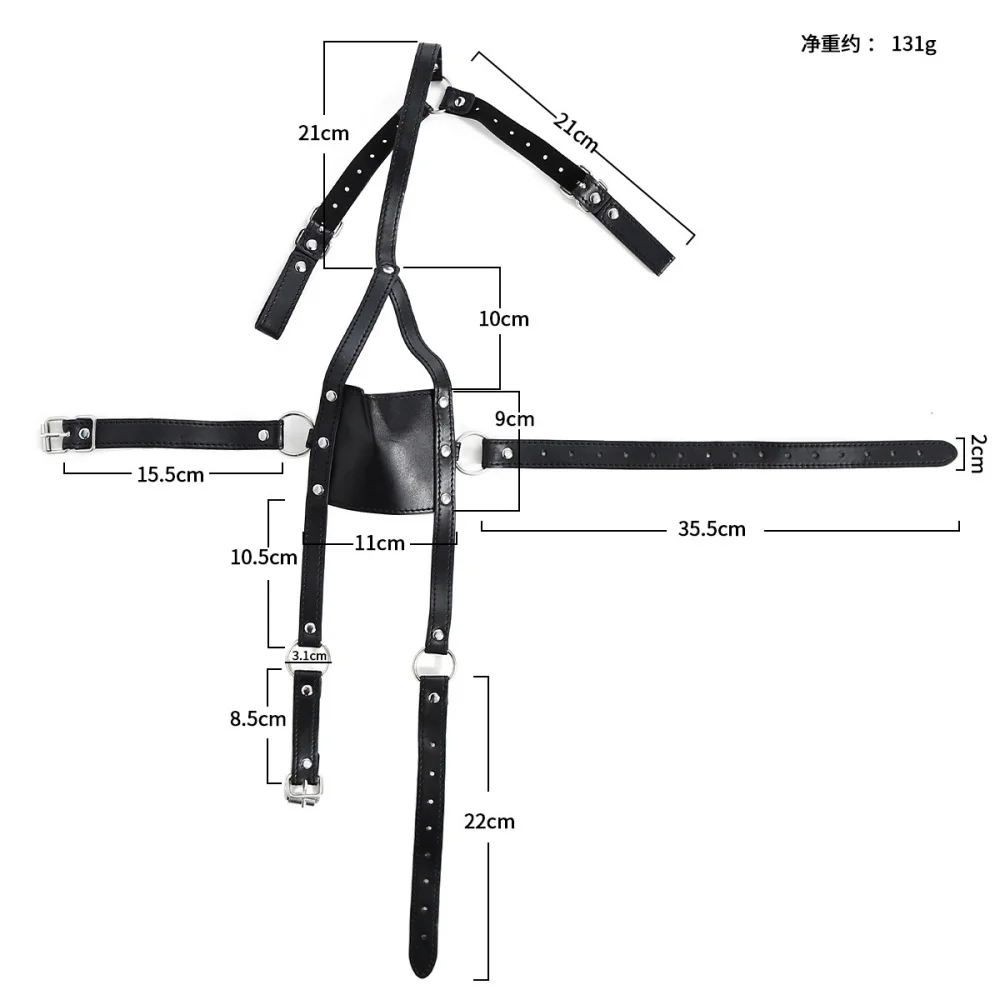 Adjustable Leather Black Bondage Hood Ball Gag Mouth Gag Bdsm Sex Toys For Women Men Adult SM Play Games Head Restraints Harness view 4