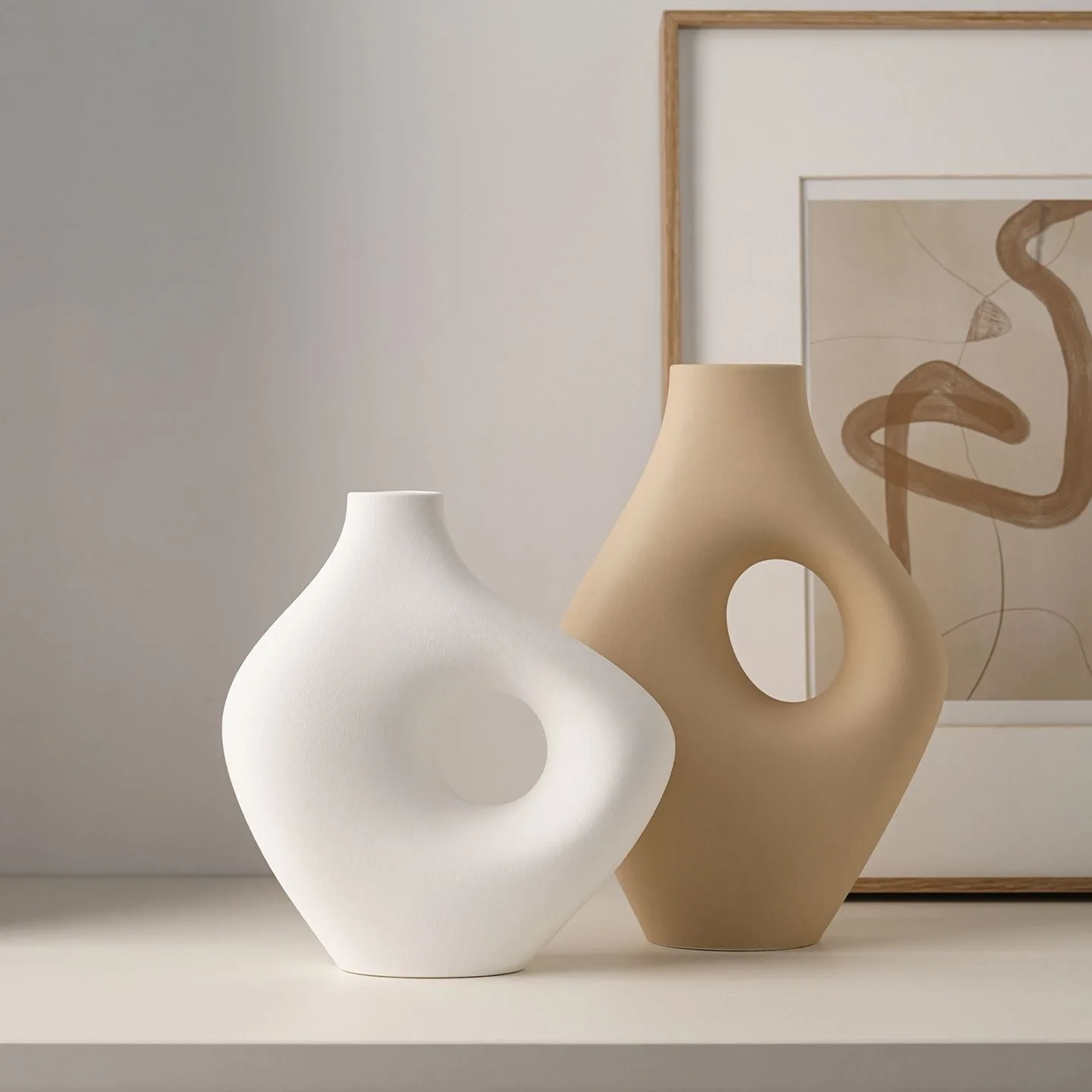Multi-Color Combination Art Vases, Donut-Shaped Vases, Dried Flower Arrangement Vases, Suitable for Home Decoration Vase